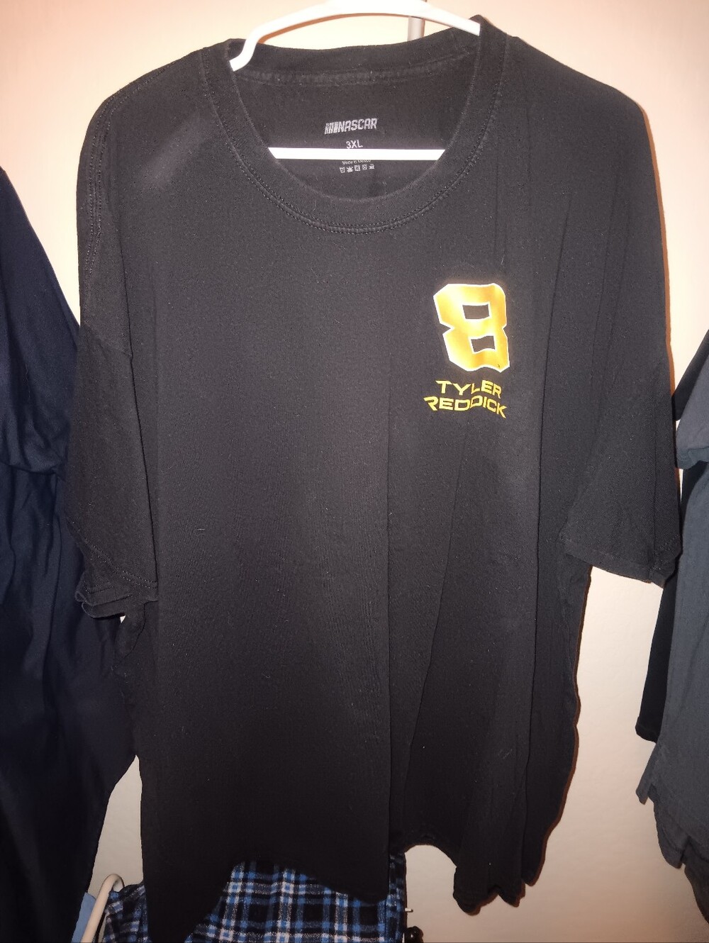 Nascar Tyler Reddick Black Tee with Yellow 8 Graphic